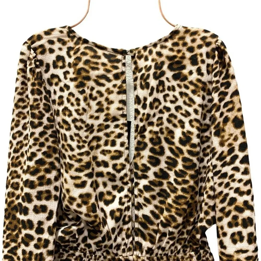 Audrey 3+1 romper animal print leopard gathered elasticized waist size small‎